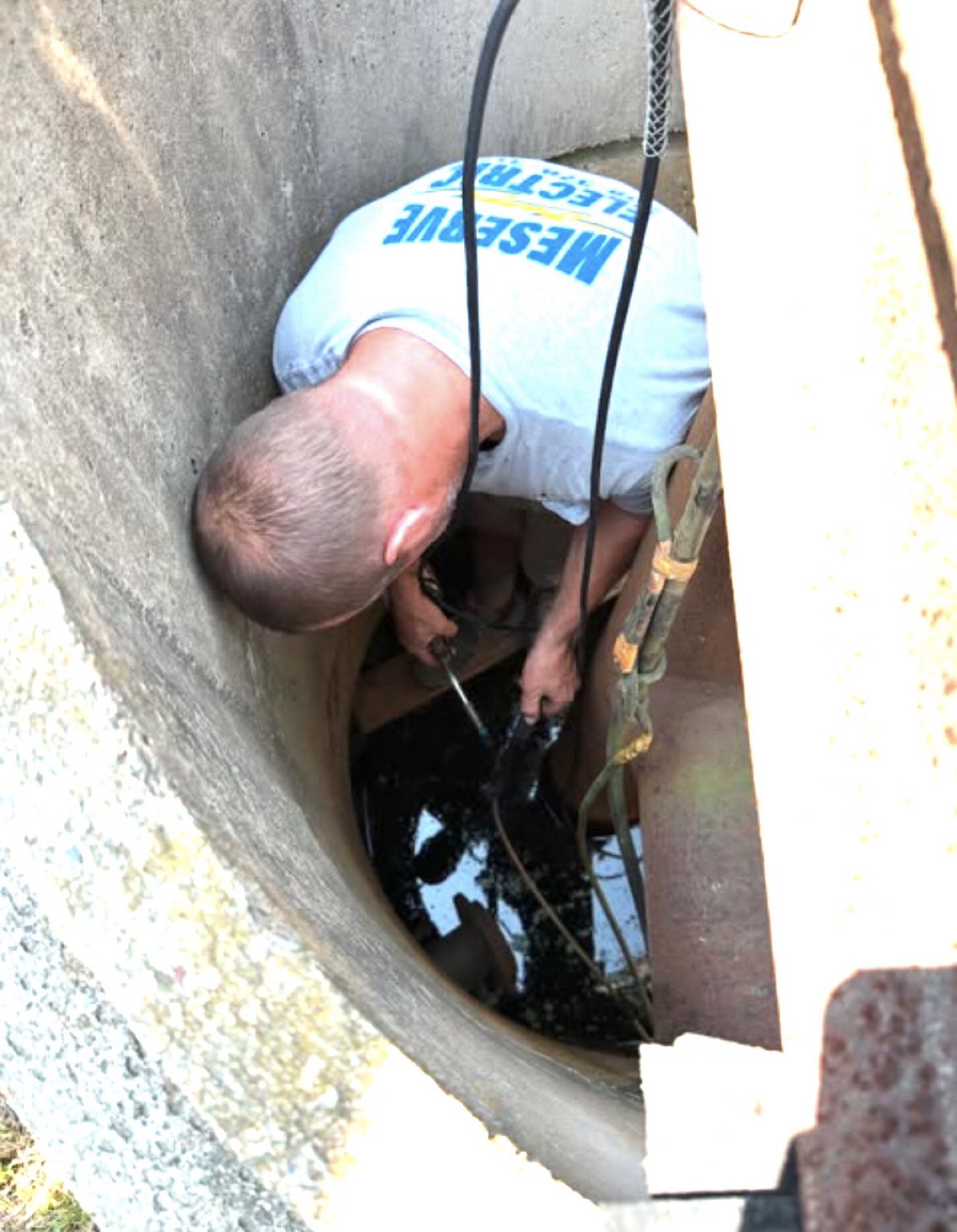 Jay Meserve working in a vault at a cranberry bog